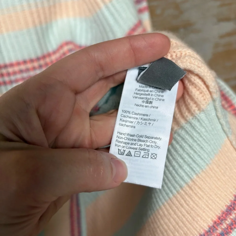 J. Crew 100% Cashmere Ribbed Crewneck Sweater Stripe Preppy Classic Womens XS